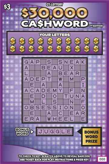 $30,000 Ca$Hword 2Nd Edition scratchcard - game number #1853 - front