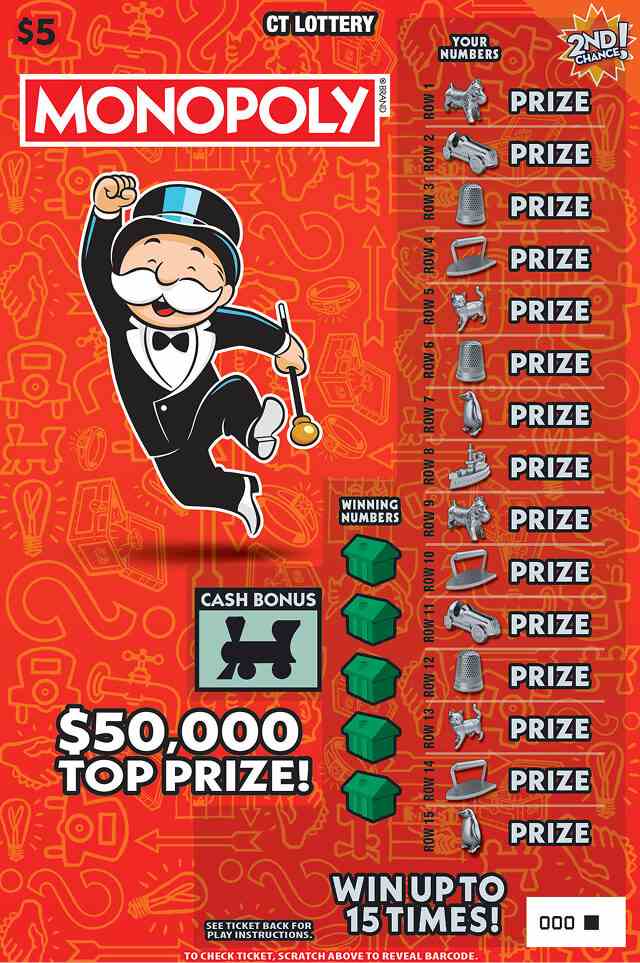 $5 Monopoly scratchcard - game number #1890 - front