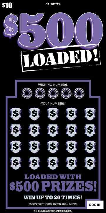 $500 Loaded! scratchcard - game number #1873 - front