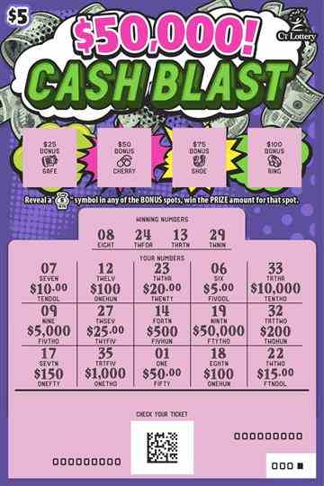 $50,000! Cash Blast scratchcard - game number #1785 - front-scratched