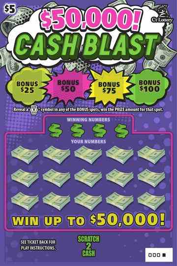 $50,000! Cash Blast scratchcard - game number #1785 - front