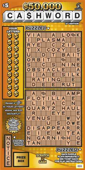 $50,000 Ca$Hword 2Nd Edition scratchcard - game number #1830 - front