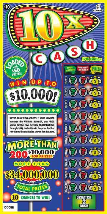 10X Cash 17Th Edition scratchcard - game number #1738 - front