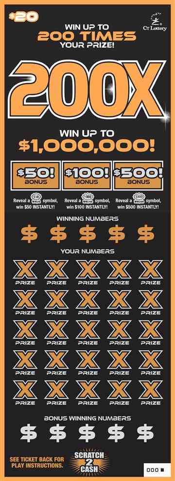 200X scratchcard - game number #1764 - front