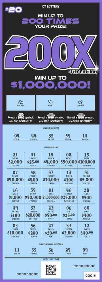 200X 4Th Edition scratchcard - game number #1856 - front-scratched
