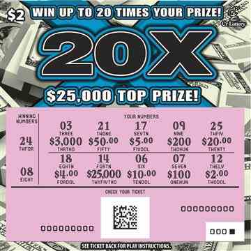 20X scratchcard - game number #1809 - front-scratched