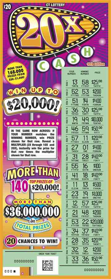 20X Cash 10Th Edition scratchcard - game number #1813 - front-scratched