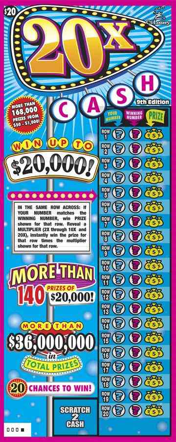 20X Cash 9Th Edition scratchcard - game number #1718 - front