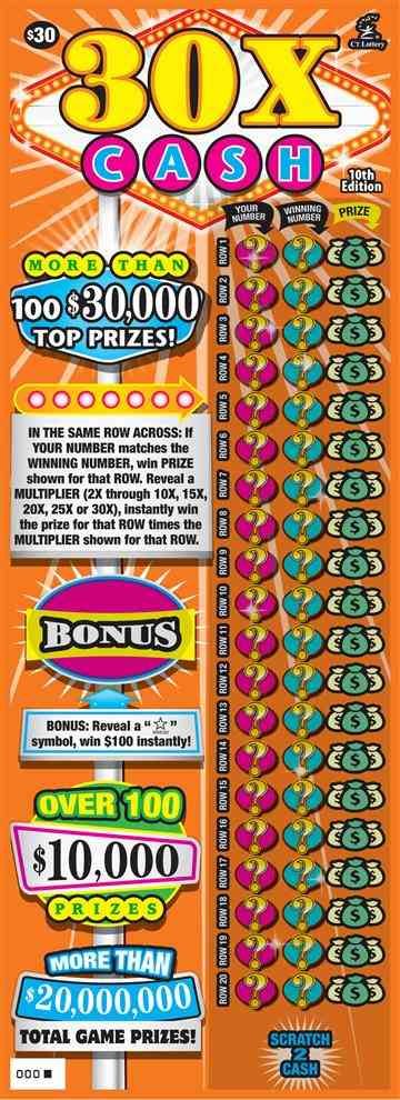 30X Cash 10Th Edition scratchcard - game number #1680 - front