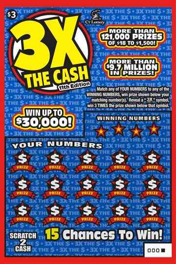3X The Cash 11Th Edition scratchcard - game number #1636 - front