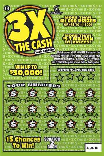 3X The Cash 12Th Edition scratchcard - game number #1768 - front