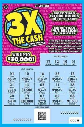3X The Cash 13Th Edition scratchcard - game number #1883 - front-scratched