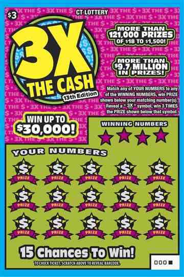 3X The Cash 13Th Edition scratchcard - game number #1883 - front