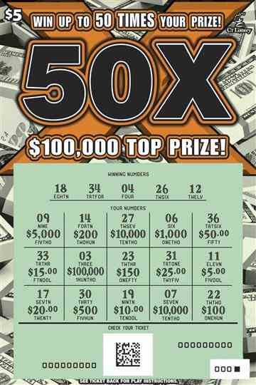 50X scratchcard - game number #1810 - front-scratched