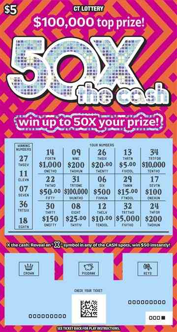 50X The Cash scratchcard - game number #1865 - front-scratched