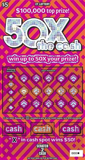 50X The Cash scratchcard - game number #1865 - front