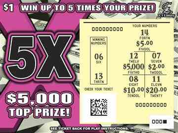 5X scratchcard - game number #1808 - front-scratched