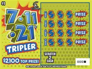 7-11-21 Tripler scratchcard - game number #1842 - front