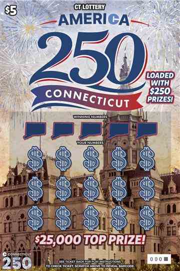 America 250 Connecticut scratchcard - game number #1893 - front