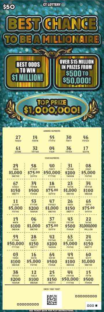 Best Chance To Be A Millionaire scratchcard - game number #1850 - front-scratched