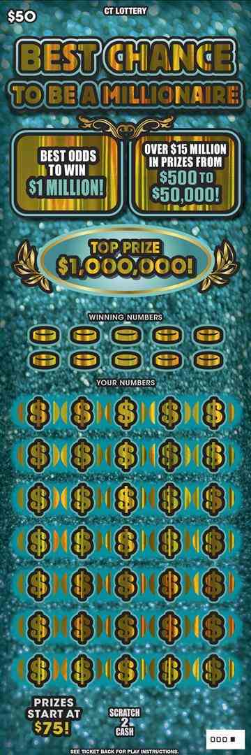 Best Chance To Be A Millionaire scratchcard - game number #1850 - front