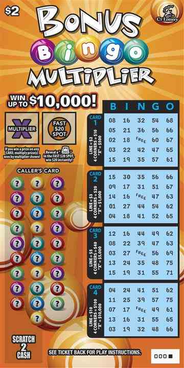 Bonus Bingo Multiplier scratchcard - game number #1734 - front