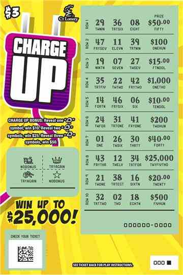 Charge Up scratchcard - game number #1749 - front-scratched