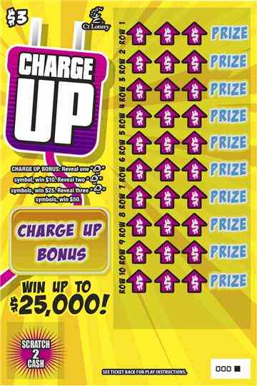 Charge Up scratchcard - game number #1749 - front