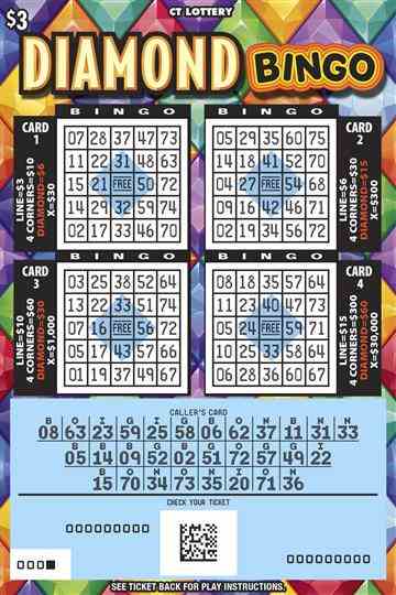 Diamond Bingo scratchcard - game number #1868 - front-scratched