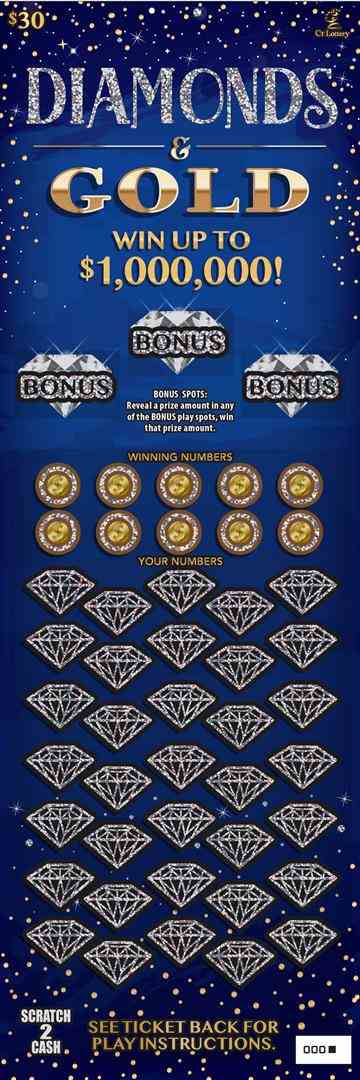 Diamonds & Gold scratchcard - game number #1677 - front