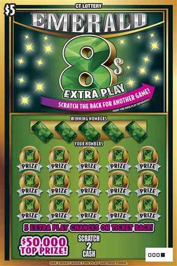 Emerald 8S Extra Play scratchcard - game number #1849 - front