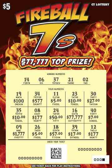 Fireball 7S scratchcard - game number #1885 - front-scratched