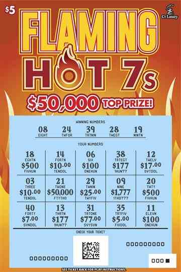 Flaming Hot 7S scratchcard - game number #1835 - front-scratched