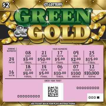 Green & Gold scratchcard - game number #1867 - front-scratched