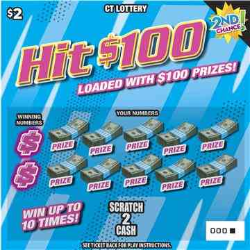 Hit $100 scratchcard - game number #1832 - front