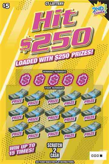 Hit $250 scratchcard - game number #1833 - front