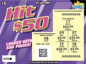 Hit $50 scratchcard - game number #1831 - front-scratched
