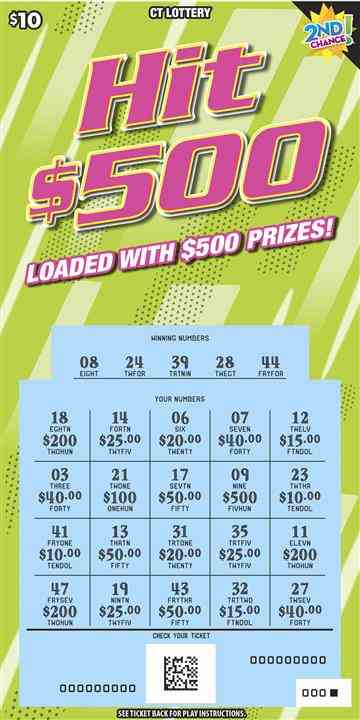 Hit $500 scratchcard - game number #1834 - front-scratched