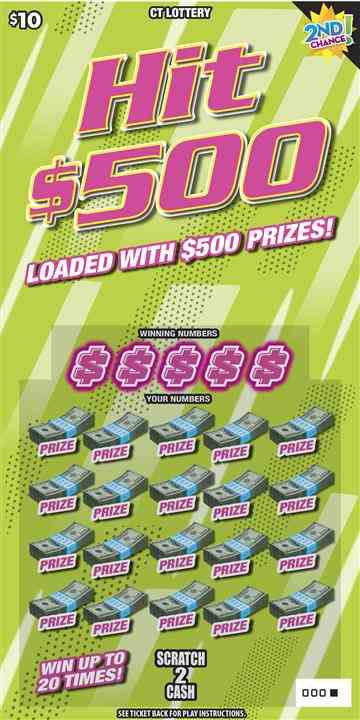 Hit $500 scratchcard - game number #1834 - front