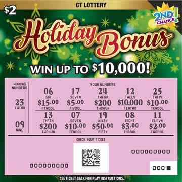 Holiday Bonus scratchcard - game number #1802 - front-scratched