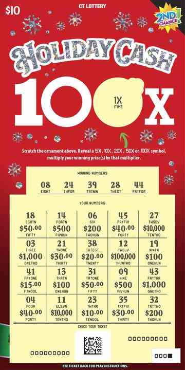 Holiday Cash 100X scratchcard - game number #1848 - front-scratched