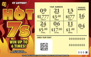Hot 7S scratchcard - game number #1884 - front-scratched