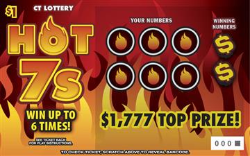 Hot 7S scratchcard - game number #1884 - front