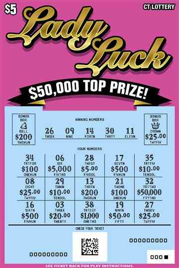 Lady Luck scratchcard - game number #1869 - front-scratched