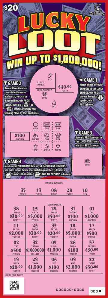 Lucky Loot scratchcard - game number #1679 - front-scratched