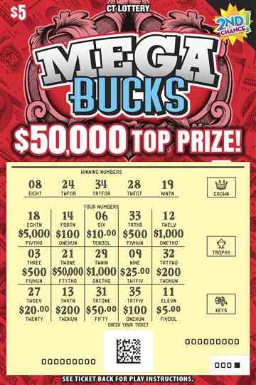 Mega Bucks scratchcard - game number #1840 - front-scratched