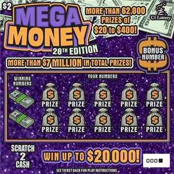 Mega Money 28Th Edition scratchcard - game number #1717 - front