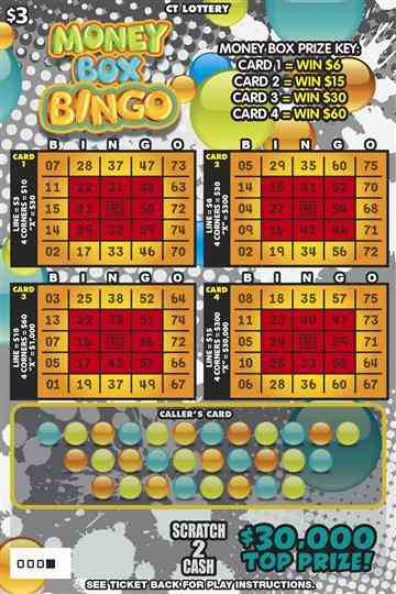 Money Box Bingo scratchcard - game number #1841 - front