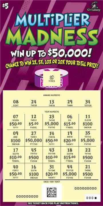 Multiplier Madness scratchcard - game number #1782 - front-scratched