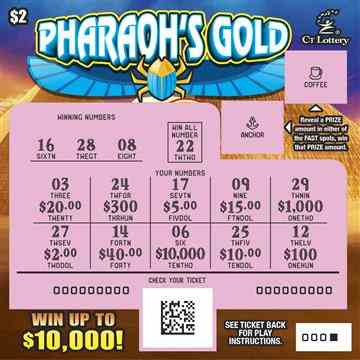 Pharaoh's Gold scratchcard - game number #1794 - front-scratched